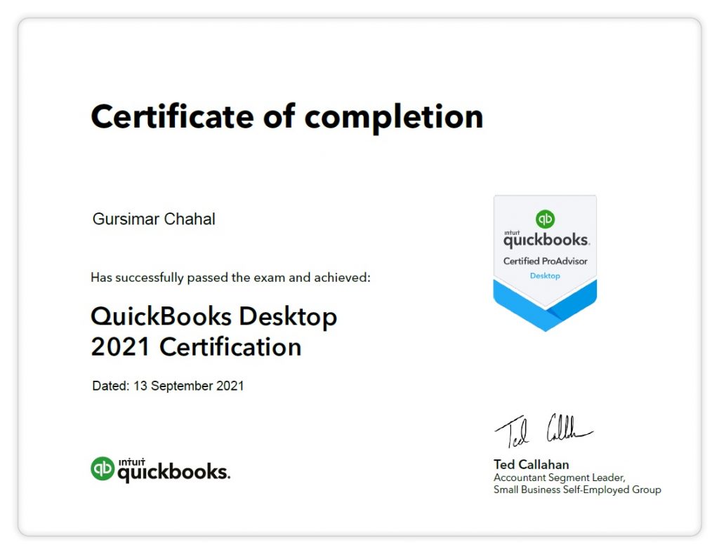 QuickBooks Desktop- Gursimar chahal